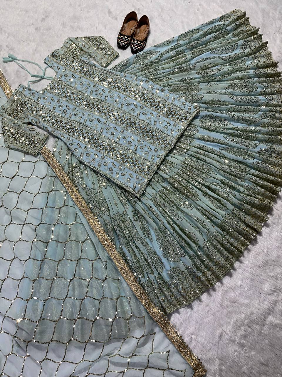 The Sovereign Lavender Shimmer Heritage Lehenga